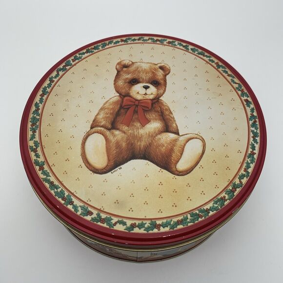 Vtg House of Lloyd 3 Nesting Tins plus 1 Round Tray 1989 with Plush Teddy Bear - Picture 5 of 11